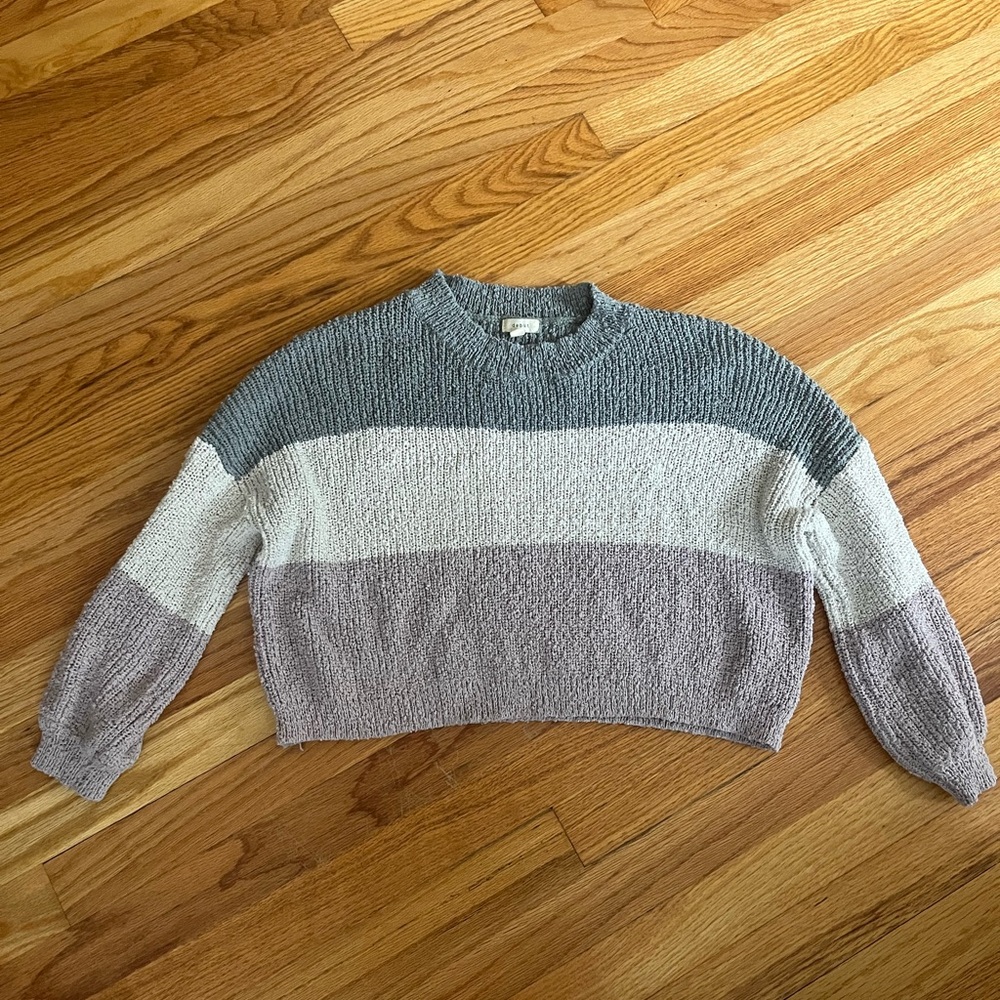 Green, white, purple sweater